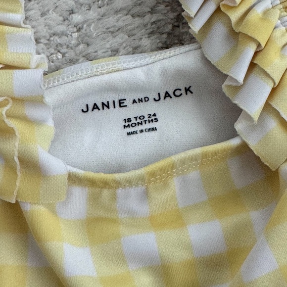 Janie & Jack Toddler Girls Yellow Gingham Ruffle Swimsuit - Size 18-24 Months - Picture 6 of 6